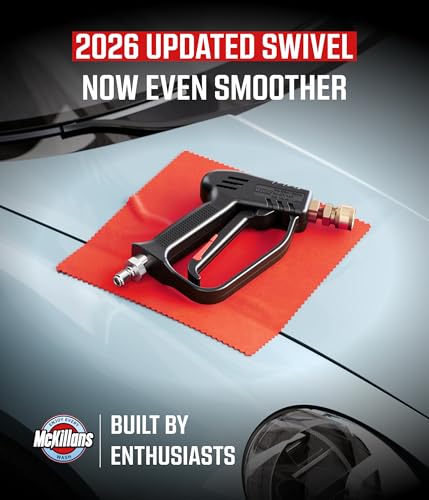 Image of McKillans 2026 Short Pressure Washer Gun with Upgraded Swivel - M22-14mm to 3 /8 Quick Connect Included - High Pressure Water Handle - Power Washer Gun Compatible with Foam Cannon, Car Wash Gun