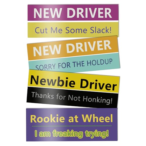 Image of 4PCS Student Driver Magnet for Car,Removable Strong Magnetic New Driver Magnet for Car,Universal Reflective Safety Warning Student Driver Sticker Magnet for Car Bumper Trunk