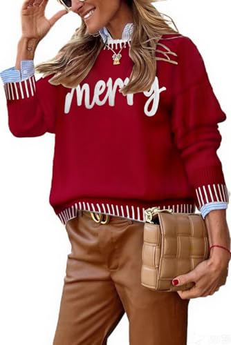 Image of EARKOHA Women's Casual Mock Neck Ribbed Sweater Pullover 2026 Fall Long Sleeve Print Fair Isle Sweater Top