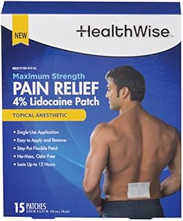 HealthWise™ Maximum Strength Pain Relief 4% Lidocaine Patch, 15 Count, White