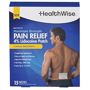 HealthWise™ Maximum Strength Pain Relief 4% Lidocaine Patch, 15 Count, White
