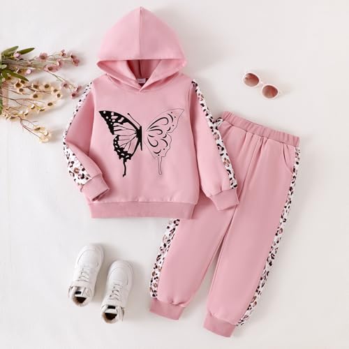 Girls Clothes Fall Winter Toddler Outfits Leopard-print Hoodie Sweatshirt + Sweatpants 2 Piece Set 4-12 Years2