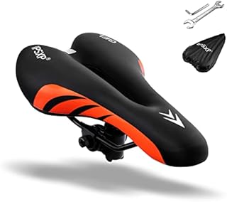 IPSXP Comfortable Bike Seat, Bicycle Saddle Padded Professional Waterproof Road Bike Saddle for Men, Women, Riding Bike, City Bike and MTB (Black&Orange)