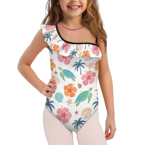Image of Girls Swimsuit One Piece Ruffle Swimsuit Non-Slip Straps UPF 50+ for Girls Size 3-14 Years