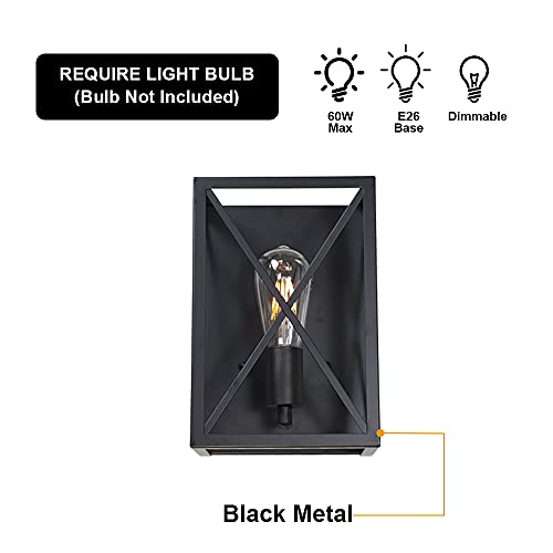 Banato Lighting Industrial Wall Sconce 1-Light Indoor Farmhouse Wall Light Fixtures Matte Black Finish Wall Mount Lamp For Porch Stair Entryway Hallway thumb #1