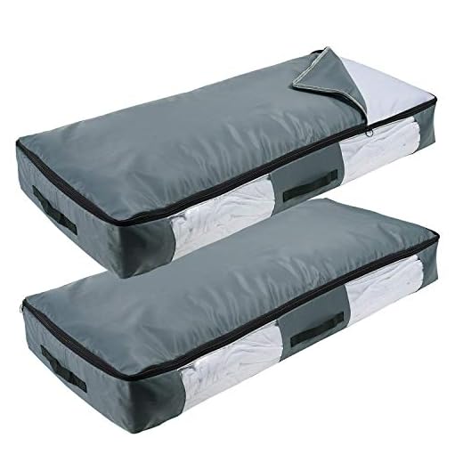 Lifewit 2 Piezas Bolsa de Almacenamiento Debajo de la Cama de Tela Oxford Gruesa Plegable Organizador de Edredones Manta Ropa de Polvo con la Cremallera Gris