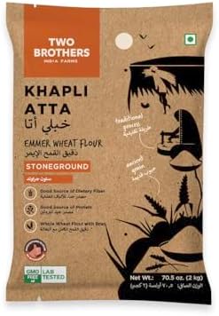 Two Brothers India Farms - Khapli Wheat Flour (2 kg) | High Dietary Fiber for Easy Digestion | Stoneground Emmer Wheat Flour | Khapli Atta