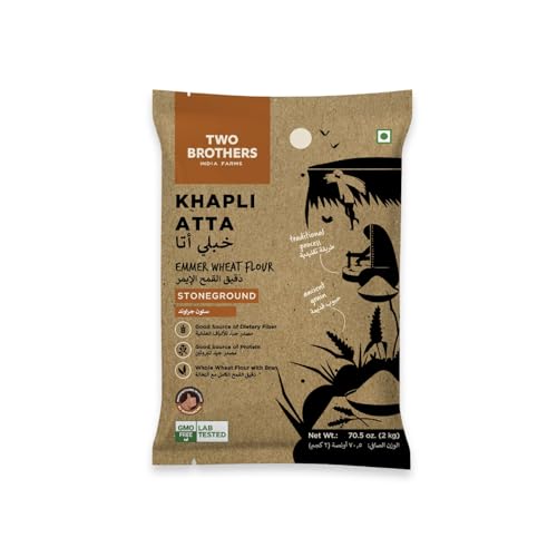 Two Brothers Organic Farms - Khapli Wheat Flour (2 kg) | High Dietary Fiber for Easy Digestion | Stoneground Emmer Atta