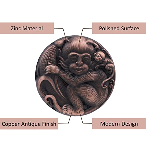 Image of Atom 1.3 Inches Zinc Cabinet Puller Knobs | Copper Antique Finish | Office Wardrobe Door Handle, Kitchen Drawer Cupboard Furniture Pulls Knob Hardware (ZK-627), Pack of 6