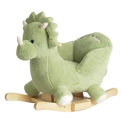 Image of Rock My Baby Rocking Horse Green Dinosaur with Chair, Plush Stuffed Animal Rocker for Toddlers 1-3, Baby Rocker with Sweet Music, Wooden Rocking Horse Baby Animal Rocker,CPC Certified