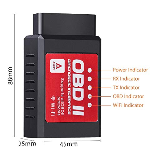 Audew Car WiFi OBD2 Scanner for iOS, Android and Windows Devices, Wireless OBDII Car Code Reader Scan Tool, Scanner Adapter Check Engine Diagnostic Tool Fit Most Vehicles