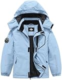 QUCOOM Boys Winter Warm Skiing Jacket Kids Thick Fleece lined Waterproof Snow Coat Windproof Rain Jacket with Detachable Hood