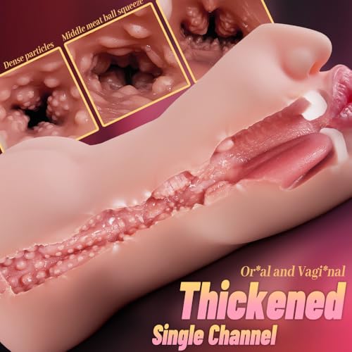 Image of Realistic Pocket Pussy Male Masturbator,Oral Sex Toy with Thick Flesh and 5D Deep Vagina Mouth Adult Toy,Lifelike Male Stroker Pussy Masturbators Blowjob Adult Sex Toys for Man Masturbation Pleasure