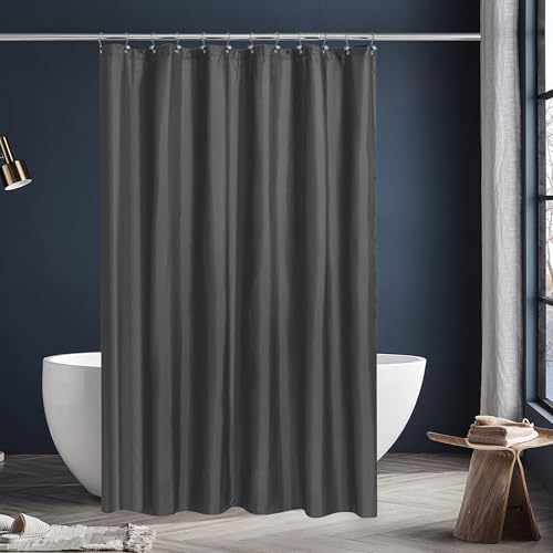 Image of N&Y HOME Fabric Shower Stall Curtain or Liner 36 x 72 Inches - Hotel Quality, Machine Washable, Water Repellent - Graphite Gray, 36x72
