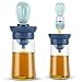 Ninonly 2 in 1 Bottiglia di Olio con Pennello 180ml Bottiglie per Condimenti Dosatore Olio con Pennello di Olio con Scala Dispenser per aceto e Olio per Liquido, per Cucina e Barbecue (Blu)