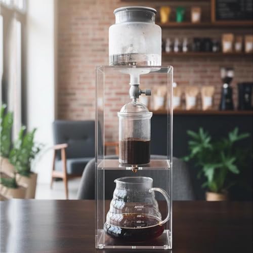 WXPXYBF Cold Brew Coffee Maker, 600ml Ice Drip Tower with Adjustable Valve & Acrylic Stand, High Borosilicate Glass Pot for Home Brewing 2-4 Cups