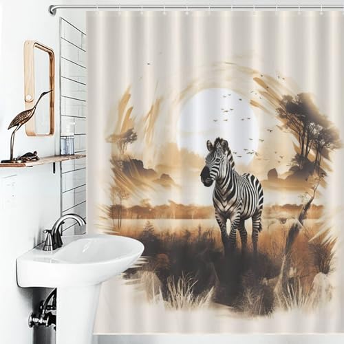 Rideau de douche zèbre imperméable en polyester 152x183cm avec 12 crochets - 6