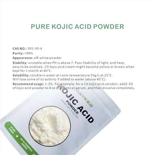 MAYKER Pure Kojic Acid Powder 2.1oz (60g), Cosmetic Grade, Natural and Versatile Skincare Ingredient for Soap Making, Serums, Lotions and Creams