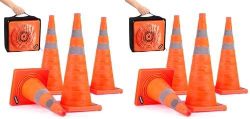 Image of BATTIFE 8 Pack 28 Inch Collapsible Traffic Cones, Orange Safety Cones