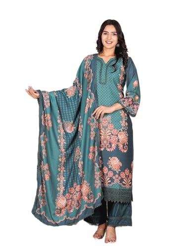 Image of Vbuyz Women's Digital Print Muslin Pakistani Style Stitched Kurta Palazzo With Dupatta | Eid Suits For Women | Salwarsuit For Women