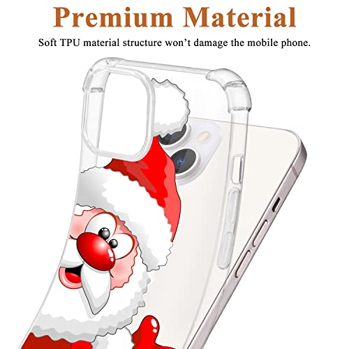 Joyland Santa Claus Pattern Clear Case Compatible With Iphone 14 Plus, Not Yellowing Transparent Slim Soft Tpu Four Shockproof Corner Bumper Protective Anti-Scratch Cover For Iphone 14 Plus -6.7 Inch #TOP1