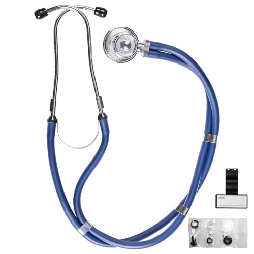 Stéthoscope classique à usage domestique - Stéthoscope de cardiologie - Stéthoscope pour médecins, infirmières, étudiants en médecine, adultes, pédiatres et nourrissons (bleu)