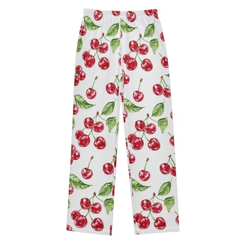Pajama Bottoms, Cherry Pajamas Pant Sleep Long Pants Cartoon Lounge Wear Elastic Waist Sleepwear Pjs