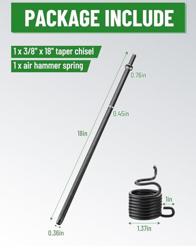 Image of 18 in Air Hammer Taper Punch, 3 /8 in, 0.401 in Shank | 42CrMo Steel, Point Tip, Spring