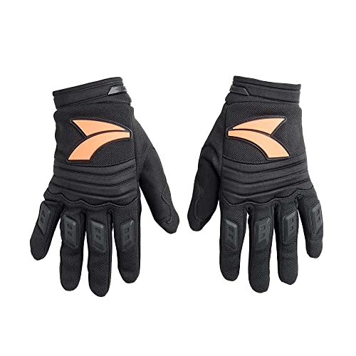 Luva para Motociclista Dedo Longo Tam. P Material Emborrachado e Couro Preto/ Laranja Atrio - MT033