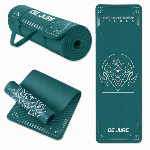 Image of De Jure Fitness Yoga Mat for Women and Men, 8mm Extra Thick Non-Slip NBR Exercise Mat for Yoga, Pilates, Gym & Floor Workouts - with Carry Strap - Aries