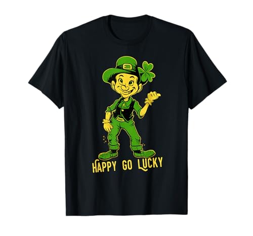 leprechaun Happy Shamrock Lucky St saint Patrick Day luck T-Shirt