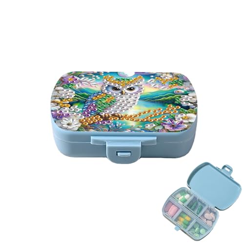 Image of ARTopet Diamond Art Painting Mini Storage Box with 6-Grid Creative Design Compact Portable Small Case for Purse Travel Daily-Owl