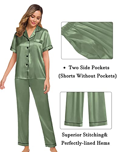 Swomog Women's Pj Sets Silk Pajamas Button Down Pajama Satin Pajama Set For Women #TOP3