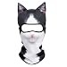 JIUSY 3D Animal Ears Balaclava Breathable Cover Hood Face Mask Sun Protection for Skiing Snowmobile Riding Hunting Music Festivals Raves Halloween Party Activities British Bicolor Cat MEB-18
