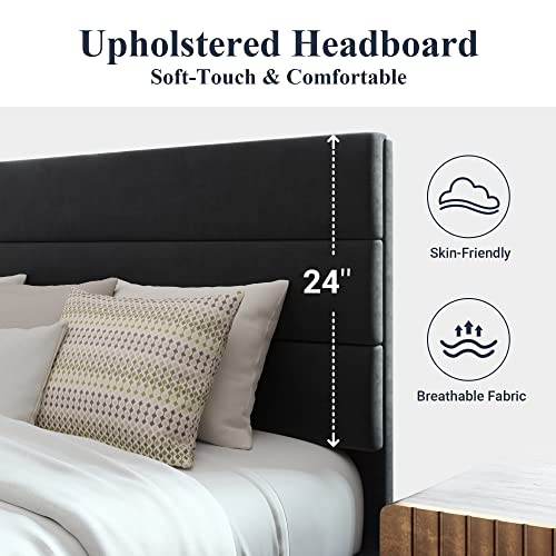 Allewie-Full-Size-Platform-Bed-Frame-with-Velvet-Upholstered-Headboard-and-Wooden-Slats-Support-Fully-Upholstered-Mattress-FoundationNo-Box-Spring-NeededEasy-Assembly-Black