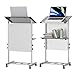 Podium Stand,Portable Lectern with 7 Adjustable Height Positions,Podium with Shelf and Cup Holder,Mobile Stand for Seminars and Schools (Silver Gray)