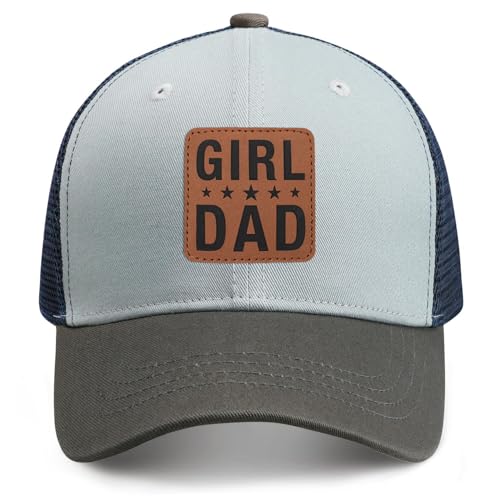 Image of Girl Father Daddy Dad Leather Patch Hat Birthday for Dad Papa from Daughter Son Adjustable Trucker Hat