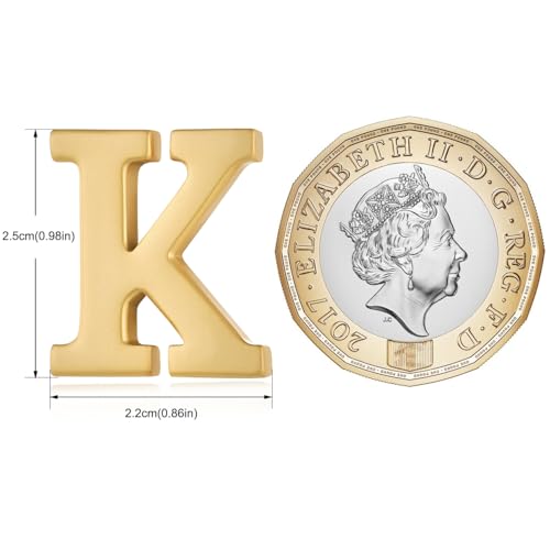 Image of HONEY BEAR Mens Womens Initial Alphabet Letter Lapel Pins Collar Badge Brooches for Business Wedding Graduation Gift Matte Gold 0.59 inches