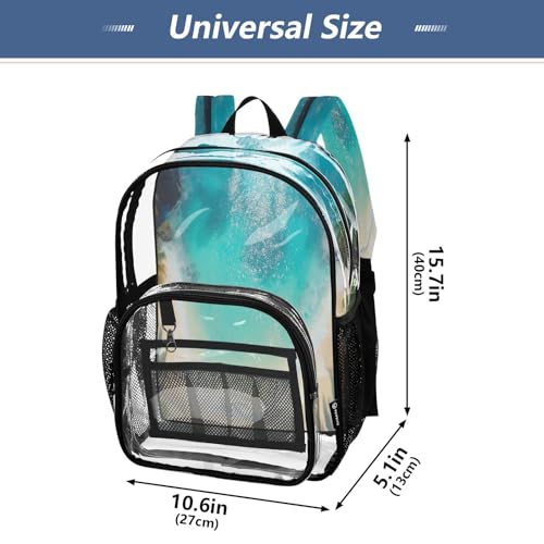 Tropical Beach Clear Backpack - Stadium Approved Large 15.7-inch Waterproof Transparent Bag for Sports, Concerts, Work, Travel#644