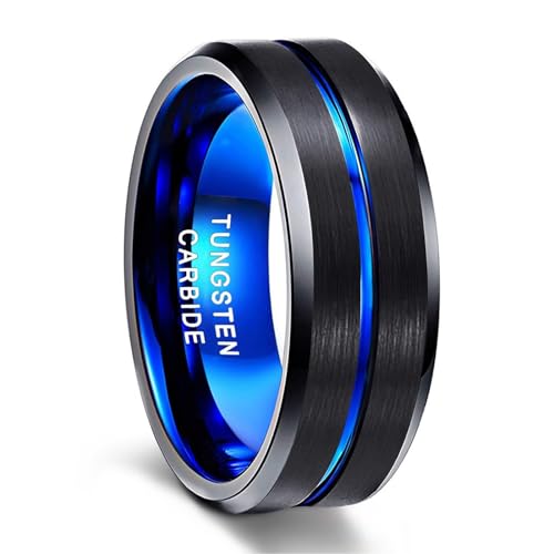 KnSam Anillos para hombre de acero de tungsteno, 6/8 mm, cepillado, alianzas para hombre, unisex, modernas, Acero de tungsteno, Sin circonita