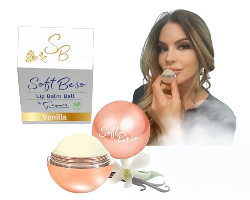 AlignerOff SoftBeso Lip Balm Rose Gold Vanilla Flavor - Moisturizing Lip Balm Ball for Beautiful, Soft Lips - For Dry & Chapped Lips – Ideal Present for Men & Women – Ideal for Gifting