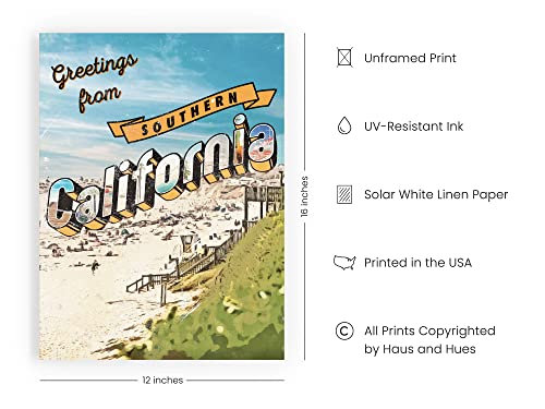 Haus And Hues Vintage Posters California Travel Wall Art - California Vintage Posters And California Pictures Wall Art | Vintage California Sign Los Angeles Print Unframed 12X16 #TOP1