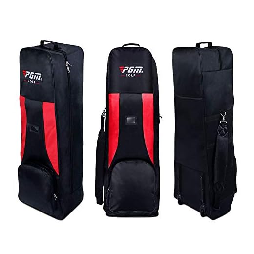PGM Acolchada Bolsa de Golf Funda de Viaje con Ruedas, Negro/Rojo