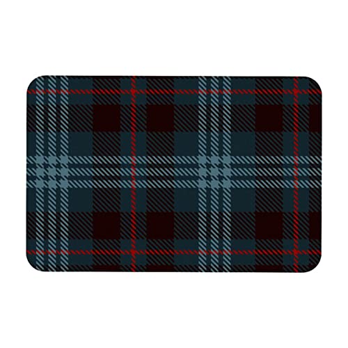 Lorvies Tartan Plaid Pattern Navy Blue Black Indoor Door Mat, Non-Slip Absorbent Doormat Inside Floor Mats Area Rug For Entryway, Machine Washable Entrance Rug Outdoor 20X47 #TOP18