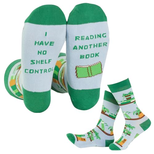 FunnyFeet Funny Book Socks for Women, Gifts for Mom or Wife, Birthday or Christmas Stocking Stuffers, Cute Gifts for Book Lovers (Books)