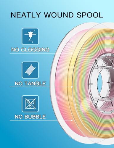 Image of PINBALL 500gx4 Silk Rainbow PLA 3D Printer Filament 1.75mm, Shiny Multi-Color Changing Filament 3D Printing Filament Dimensional Accuracy + /- 0.02mm, 500g*4 Spools