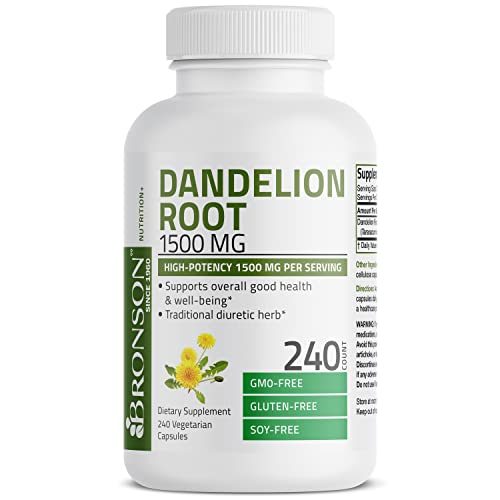 Bronson Dandelion Root 1500 Mg Per Serving High Potency, Supports Overall Good Health & Well-Being, Traditional Diuretic Herb - Non-Gmo, 240 Vegetarian Capsules #TOP4