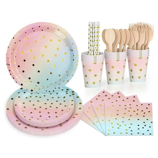 DN DENNOV Juego De Vajilla Desechable Para Fiestas Oro Arcoíris, 120pcs Vajilla De Fiesta, Incluye Tazas, Platos , Pajitas, Servilletas Para Fiestas, CumpleañOs Bodas, Aniversarios(24 Invitados)