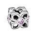 Produktbild Quiges 925 Sterling Silber 3D Zirkonia Würfel Blume Rosa Zirkonia Öffnungen Charms Bead für Armband Frau Mädchen
