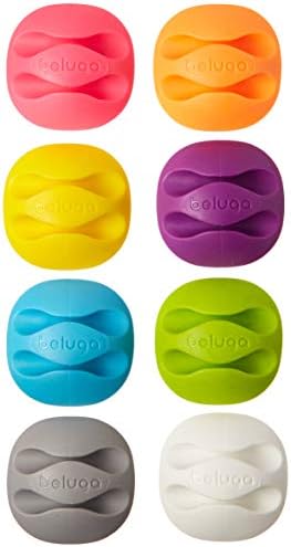 (Pack of 8) BELUGA Cable Clips, Cord Keeper, Cord Management System with 3M Adhesive, Desktop Cable Organizer & Computer, Electrical, Charging or Mouse Cord Holder (Multi-Color)
